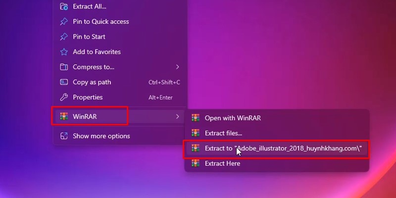 Giải nén phần mềm Adobe Illustrator 2018