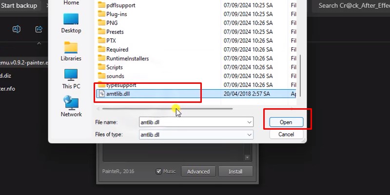 After Effects 2018: Hướng Dẫn Cài Đặt, Tính Năng & Thủ Thuật 23 Chọn file amtlib.dll và bấm open