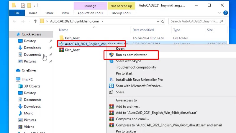 Tải Autocad 2021: Làm Theo Video Là Thành Công 11 Chuột phải file như hình và chọn Run as admin