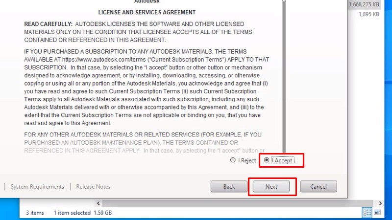 Tải Autocad 2021: Làm Theo Video Là Thành Công 14 Tích vào I Accept và bấm Next
