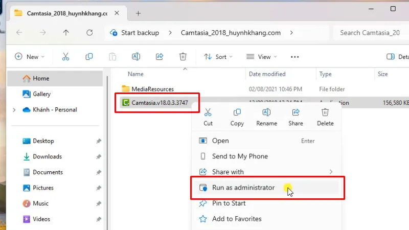 Cài đặt Camtasia 2018: Hướng dẫn chi tiết từ A-Z 11 Chạy file cài đặt bằng quyền Admin