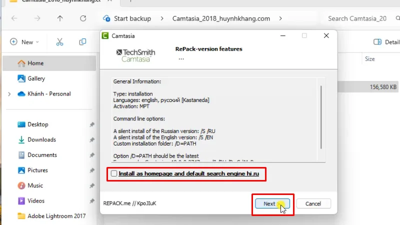 Cài đặt Camtasia 2018: Hướng dẫn chi tiết từ A-Z 13 Bỏ dấu tích như hình và bấm Next