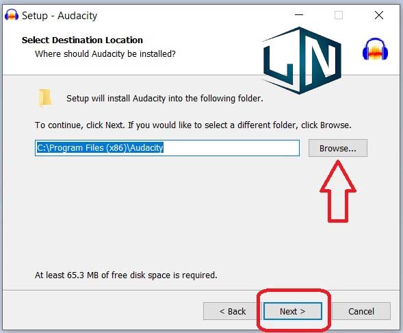Chọn ví trí cài đặt và ấn Next