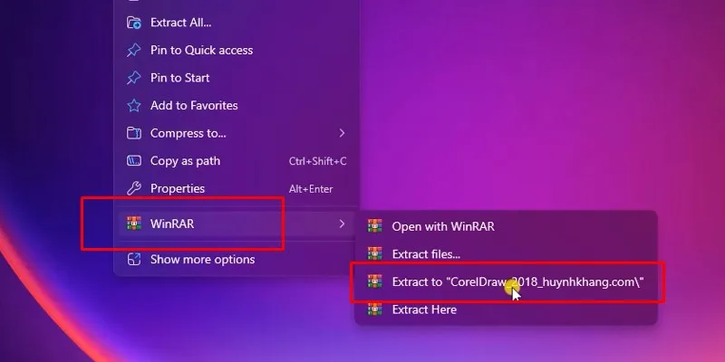 giải nén phần mềm CorelDraw 2018
