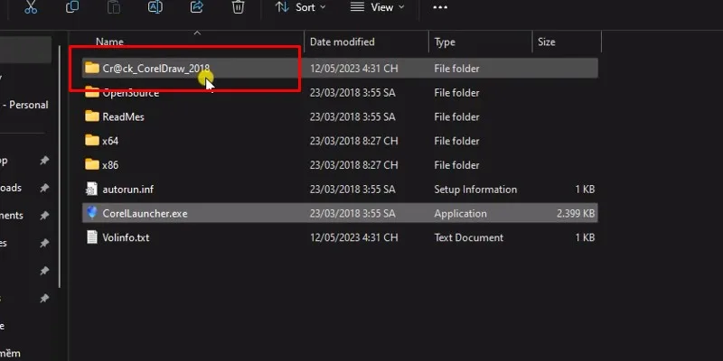 Vào thư mục kích hoạt