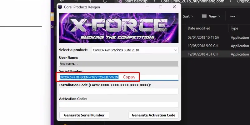 Coppy dãi số Serial Number
