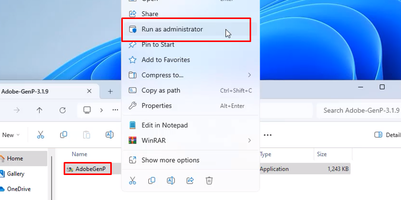 Adobe Photoshop 2023 Có Đầy Đủ Tính Năng Phù Hợp 14 Chuột phải file kích hoạt và chọn run á admin