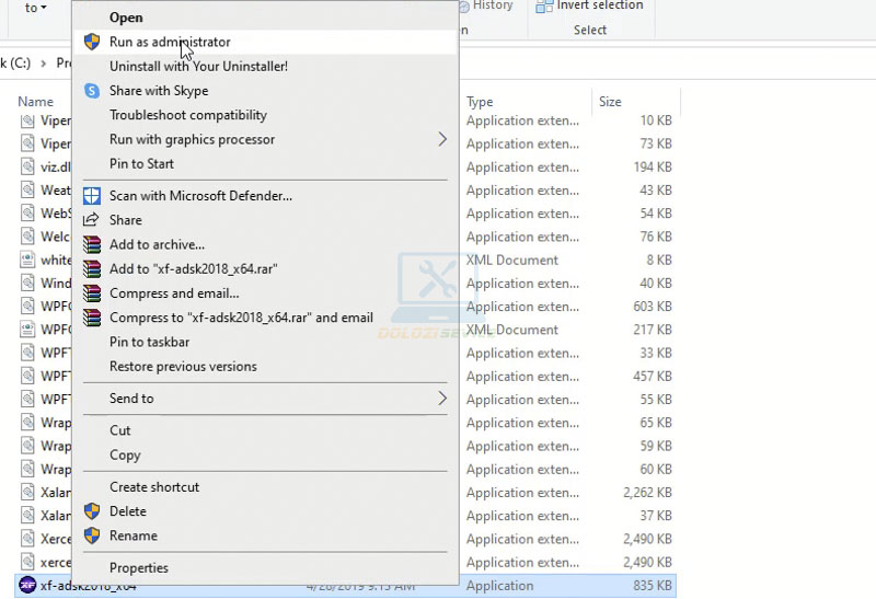 Chạy File Crack với quyền Admin
