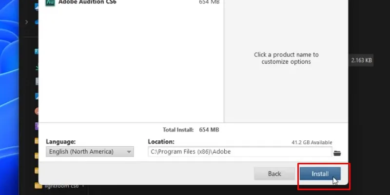 Bấm vào Install để cài đặt audition cs6