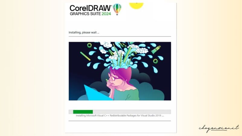 Đợi cài đặt Coreldraw 2024