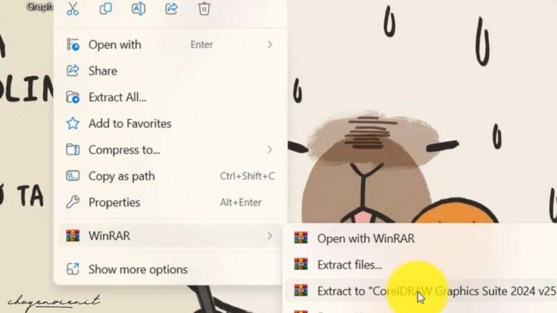 Giải nén file Coreldraw 2024 mới tải về máy tính