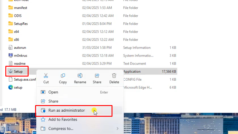 Chạy file Setup bằng quyền Admin